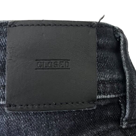 CLOSED Francesca Moto Cropped Jeans Women’s Size 24 Black Denim Altered Hem - Picture 10 of 14